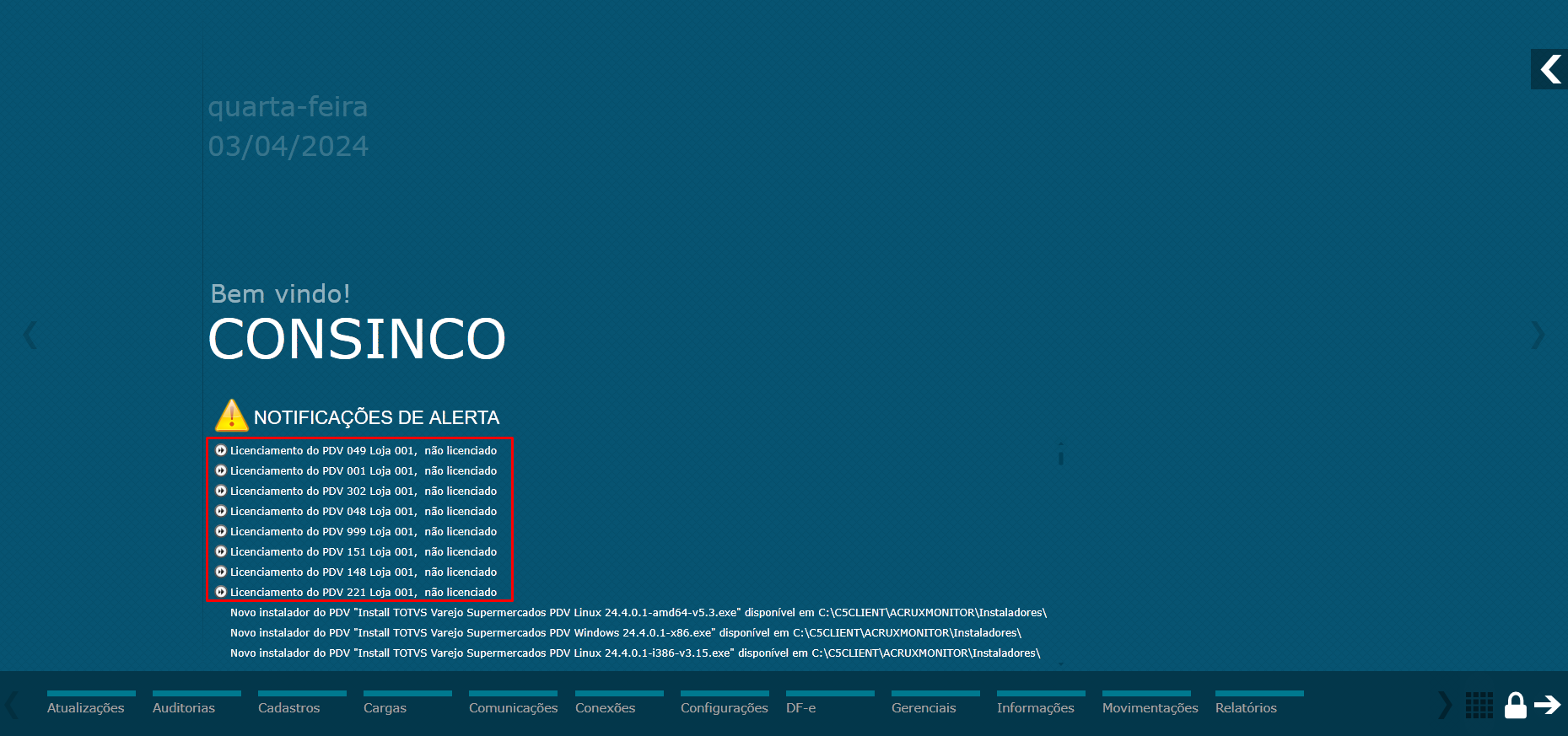 Tela Inicial AcruxMonitor