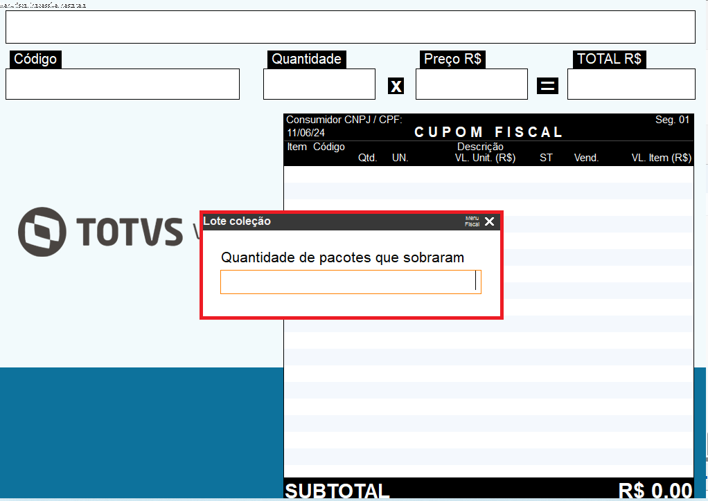 Imagem 36 - Quantidade de pacotes que sobraram.