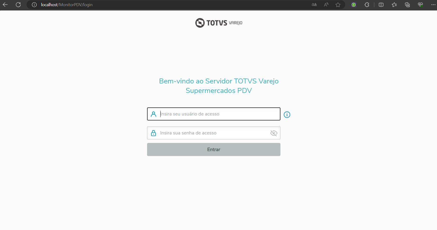 Imagem 1 - Tela de acesso do monitor PDV