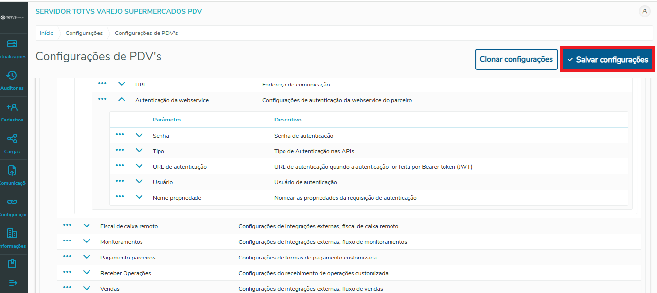 Imagem 10 - Salvar configurações